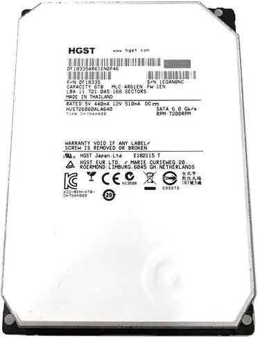 HGST HGST Ultrastar He6 6 تيرابايت 3.5 بوصة SATA 7200 RPM محرك الأقراص الصلبة الداخلي للمؤسسات مع ذاكرة تخزين مؤقت 64 ميجابايت - HUS726060ALA640/0F18335 ذاكرة تخزين مؤقت 64 ميجابايت 3.5 بوصة داخلية عارية أو محركات أقراص OEM 0F18335 (متجددة) in Kuwait