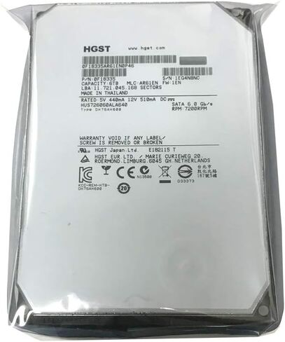 HGST HGST Ultrastar He6 6 تيرابايت 3.5 بوصة SATA 7200 RPM محرك الأقراص الصلبة الداخلي للمؤسسات مع ذاكرة تخزين مؤقت 64 ميجابايت - HUS726060ALA640/0F18335 ذاكرة تخزين مؤقت 64 ميجابايت 3.5 بوصة داخلية عارية أو محركات أقراص OEM 0F18335 (متجددة) in Kuwait