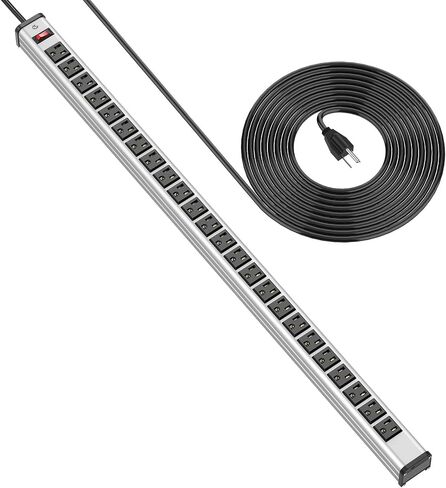 BTU Long Heavy Duty Power Strip 24 Outlet Large Metal Power Strips Garage Workshop Commercial Industrial Power Strips with Circuit Breaker.10FT Cord 15A 125V 1875W (Black) in Kuwait