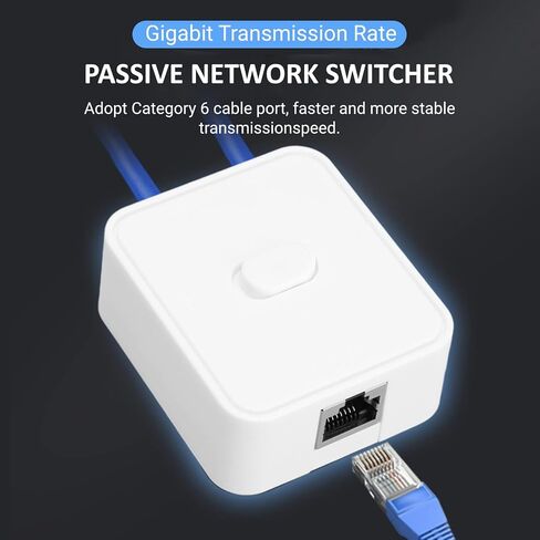 Acogedor 2 Ports Gigabit Network Switch, 1000Mbps 2 in 1 Out or 1 in 2 Out, RJ45 Splitter Selector Switch, Cat 5, Cat 5e, Cat 6, and Cat 7 PoE Extender Switch in Saudi Arabia
