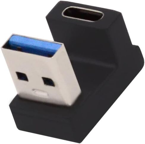 Cablecc 90 درجة منخفضة الجانب الأيمن والأيسر بزاوية USB 3.1 Type-C ذكر إلى أنثى تمديد محول لأجهزة الكمبيوتر المحمول والكمبيوتر اللوحي والهاتف in Saudi Arabia