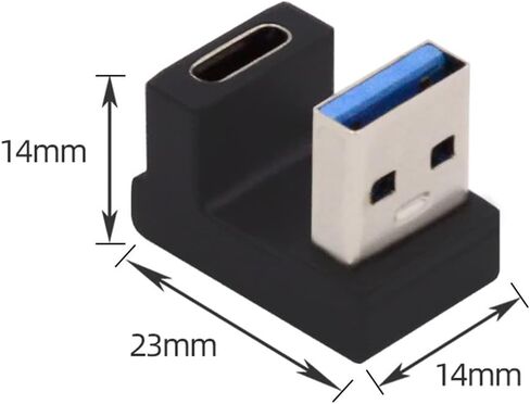 Cablecc 90 درجة منخفضة الجانب الأيمن والأيسر بزاوية USB 3.1 Type-C ذكر إلى أنثى تمديد محول لأجهزة الكمبيوتر المحمول والكمبيوتر اللوحي والهاتف in Saudi Arabia