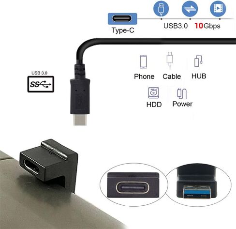 Cablecc 90 درجة منخفضة الجانب الأيمن والأيسر بزاوية USB 3.1 Type-C ذكر إلى أنثى تمديد محول لأجهزة الكمبيوتر المحمول والكمبيوتر اللوحي والهاتف in Saudi Arabia