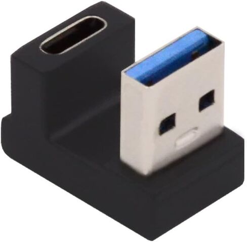 Cablecc 90 درجة منخفضة الجانب الأيمن والأيسر بزاوية USB 3.1 Type-C ذكر إلى أنثى تمديد محول لأجهزة الكمبيوتر المحمول والكمبيوتر اللوحي والهاتف in Saudi Arabia