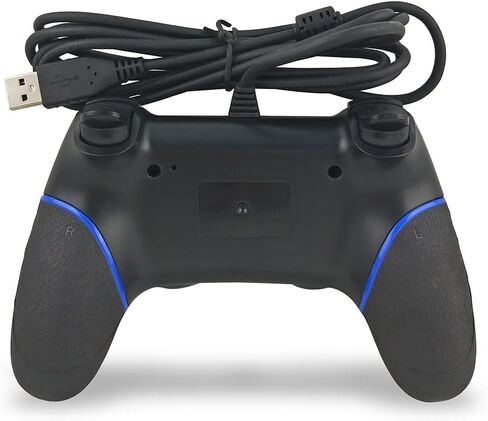 لوحة تحكم سلكية من GAMFAMI لجهاز Ps4 عصا تحكم مزدوجة الاهتزاز والصدمات لجهاز PS4/PS4 Slim/PS4 Pro والكمبيوتر الشخصي (أسود وأزرق)... in Kuwait