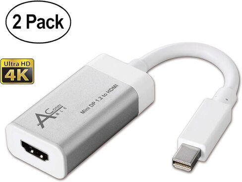 Ableconn MDPHD4K2A، 2 حزمة، محول كابل Mini DisplayPort من الألومنيوم (Thunderbolt 2) إلى HDMI UHD (Ultra HD) 4K - Mini DP 1.2 إلى HDMI حتى 4K UHD in Kuwait