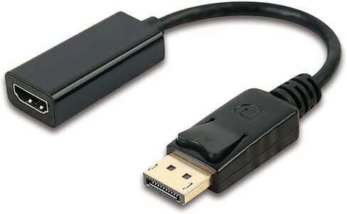 محول دي بي ذكر الى HDMI انثى من ديسبلاي بورت، JR جويريب 4 كيه مطلي بالذهب ثلاثي الابعاد 25 سم / 0.8 قدم منفذ عرض دي بي الى كيبل HDMI ذكر الى انثى (اسود) in Kuwait