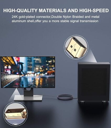كابل HDMI إلى DVI، محول LANDEOSEN DVI إلى HDMI بطول 6 أقدام عالي السرعة ثنائي الاتجاه من النايلون المضفر HDMI ذكر إلى DVI-D 24+1 ذكر يدعم 1080P Full HD متوافق مع Roku، PS3/4، Blu-ray، الكمبيوتر المحمول الرمادي in Kuwait