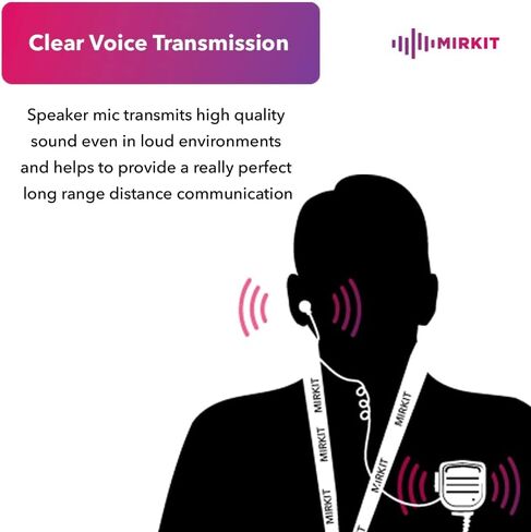 سماعة أذن MIRKIT سماعة رأس أنبوبية صوتية مع ميكروفون لأجهزة الراديو ثنائية الاتجاه مع كابل معزز، متوافقة مع: Baofeng UV-9R Plus، BF-9700، A-58، UV-XR، UV-5S، GT 3 WP in Kuwait