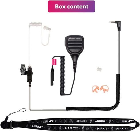 سماعة أذن MIRKIT سماعة رأس أنبوبية صوتية مع ميكروفون لأجهزة الراديو ثنائية الاتجاه مع كابل معزز، متوافقة مع: Baofeng UV-9R Plus، BF-9700، A-58، UV-XR، UV-5S، GT 3 WP in Kuwait