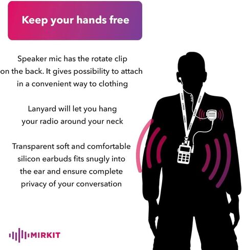 سماعة أذن MIRKIT سماعة رأس أنبوبية صوتية مع ميكروفون لأجهزة الراديو ثنائية الاتجاه مع كابل معزز، متوافقة مع: Baofeng UV-9R Plus، BF-9700، A-58، UV-XR، UV-5S، GT 3 WP in Kuwait