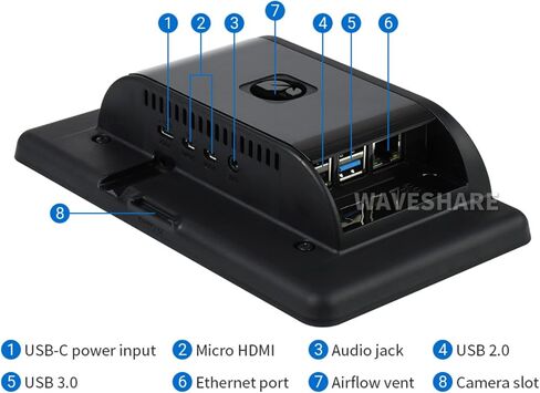 Waveshare 4.3 Inch Touch Screen DSI LCD with Case for Raspberry Pi 4B, 800×480 Resolution Monitor IPS Capacitive Screen Support Raspbian/Ubuntu/Kali/Retropie/WIN10 IoT in Kuwait