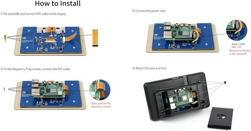 Waveshare 4.3 Inch Touch Screen DSI LCD with Case for Raspberry Pi 4B, 800×480 Resolution Monitor IPS Capacitive Screen Support Raspbian/Ubuntu/Kali/Retropie/WIN10 IoT in Kuwait