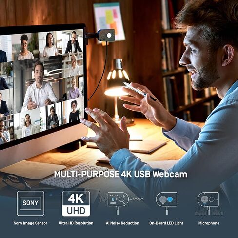 كاميرا مستندات USB IPEVO V4K PRO 120 4K، عدسة FOV 120 درجة، مستشعر Sony CMOS، التركيز التلقائي السريع، تقليل الضوضاء AI، كاميرا ويب، توصيل وتشغيل USB، مؤتمرات الفيديو، البث، العمل من المنزل in Kuwait