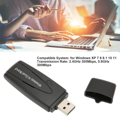 Sanpyl USB WiFi Adapter, 300Mbps High Speed Network Adapter 2.4Hz 5GHz Dual Band Wireless Internet Network Adapter Mini WiFi Dongle for Desktop PC Laptop in Saudi Arabia