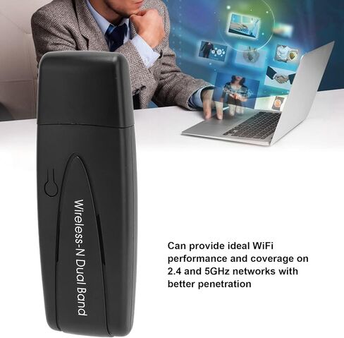 Sanpyl USB WiFi Adapter, 300Mbps High Speed Network Adapter 2.4Hz 5GHz Dual Band Wireless Internet Network Adapter Mini WiFi Dongle for Desktop PC Laptop in Saudi Arabia