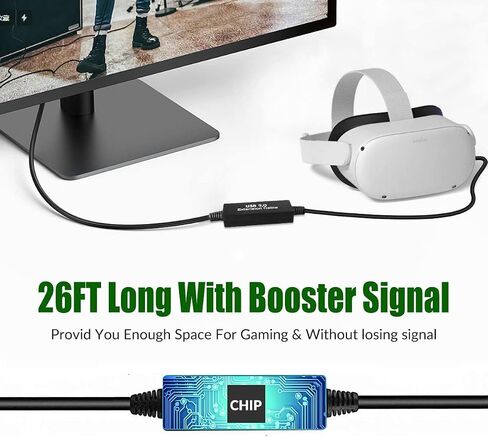 VR Link16 ft, USB 3.2 Gen 2x1 to Type-C Cable 10Gbps, Compatible with External NVME/ Quest 3/2/Pro/PICO4 Accessories, Suitable for Steam VR Virtual Reality Headset Games Connected to PC in Kuwait
