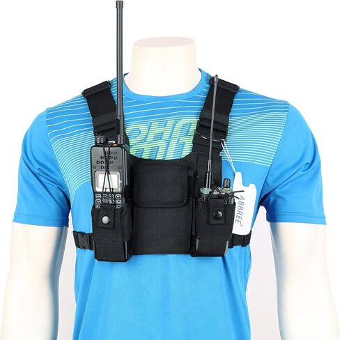 Abbree Front Pack Pouch Holster Vest Rig Radio Chest Harness Chest Bag Carry Case for Baofeng Two Way Radio Walkie Talkie UV-5R BF-F8HP UV-82 TYT Motorola Midland (Black) in Kuwait