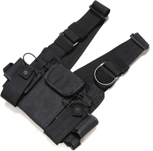 Abbree Front Pack Pouch Holster Vest Rig Radio Chest Harness Chest Bag Carry Case for Baofeng Two Way Radio Walkie Talkie UV-5R BF-F8HP UV-82 TYT Motorola Midland (Black) in Kuwait