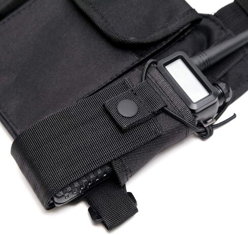 Abbree Front Pack Pouch Holster Vest Rig Radio Chest Harness Chest Bag Carry Case for Baofeng Two Way Radio Walkie Talkie UV-5R BF-F8HP UV-82 TYT Motorola Midland (Black) in Kuwait