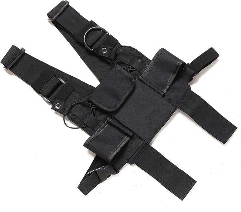Abbree Front Pack Pouch Holster Vest Rig Radio Chest Harness Chest Bag Carry Case for Baofeng Two Way Radio Walkie Talkie UV-5R BF-F8HP UV-82 TYT Motorola Midland (Black) in Kuwait