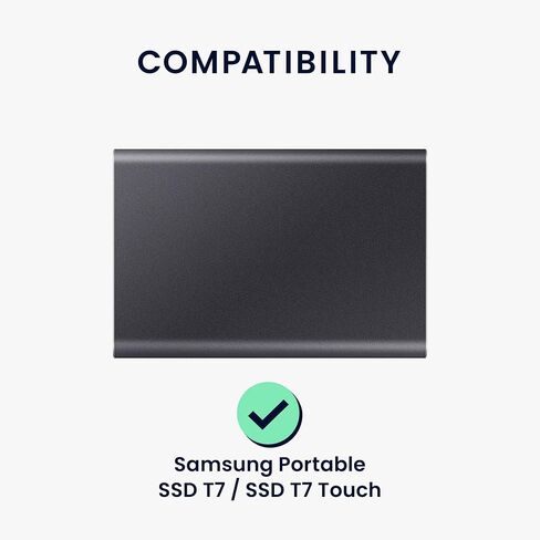 kwmobile Case Compatible with Samsung Portable SSD T7 / SSD T7 Touch - SSD Cover - Inner Size 8 x 5.2 cm - Black in Saudi Arabia