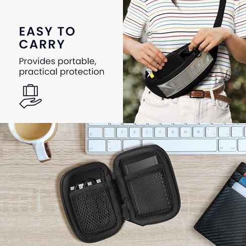 kwmobile Case Compatible with Samsung Portable SSD T7 / SSD T7 Touch - SSD Cover - Inner Size 8 x 5.2 cm - Black in Saudi Arabia