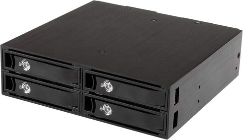 StarTech.com 4-Bay Mobile Rack Backplane لمحركات أقراص SATA/SAS مقاس 2.5 بوصة - محركات أقراص SSD/HDD قابلة للتبديل السريع من 5-15 مم - تدعم SAS II وSATA III (6 جيجابت في الثانية) (SATSASBP425)، أسود in Kuwait