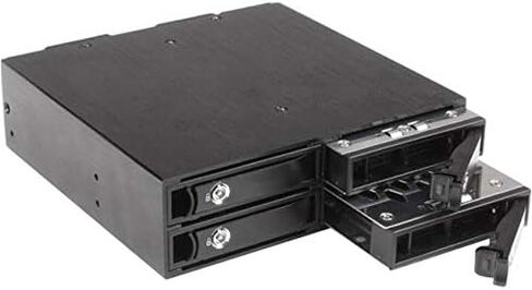 StarTech.com 4-Bay Mobile Rack Backplane لمحركات أقراص SATA/SAS مقاس 2.5 بوصة - محركات أقراص SSD/HDD قابلة للتبديل السريع من 5-15 مم - تدعم SAS II وSATA III (6 جيجابت في الثانية) (SATSASBP425)، أسود in Kuwait