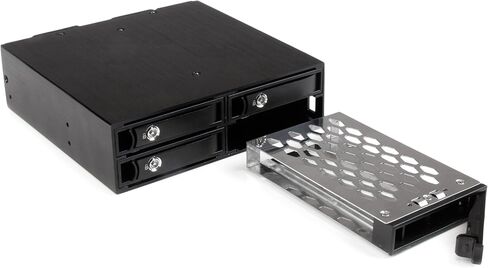 StarTech.com 4-Bay Mobile Rack Backplane لمحركات أقراص SATA/SAS مقاس 2.5 بوصة - محركات أقراص SSD/HDD قابلة للتبديل السريع من 5-15 مم - تدعم SAS II وSATA III (6 جيجابت في الثانية) (SATSASBP425)، أسود in Kuwait
