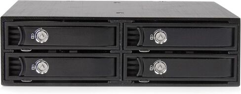 StarTech.com 4-Bay Mobile Rack Backplane لمحركات أقراص SATA/SAS مقاس 2.5 بوصة - محركات أقراص SSD/HDD قابلة للتبديل السريع من 5-15 مم - تدعم SAS II وSATA III (6 جيجابت في الثانية) (SATSASBP425)، أسود in Kuwait