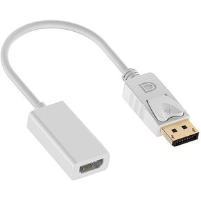 محول Deorna DisplayPort إلى HDMI، محول 4K DP إلى HDMI ذكر إلى أنثى لأجهزة Dell وHP وLenovo وسطح المكتب والكمبيوتر المحمول والشاشة وجهاز العرض وتلفزيون HDTV والمزيد، التوصيل والتشغيل (أبيض) in Kuwait