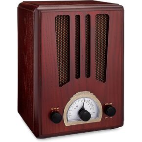 راديو ClearClick Classic Vintage Retro Style AM/FM مع بلوتوث - جزء خارجي خشبي مصنوع يدويًا in Kuwait