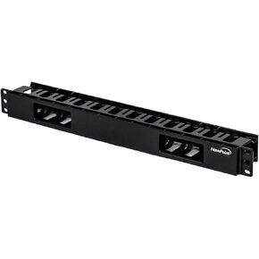 Navepoint 1U Horizontal 19-Inch Rack Mount Cable Management Raceway Duct Panel with Cover Black in Kuwait