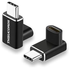 Thsucords الزاوية اليمنى USB C محول التمديد 2 حزمة، يسار 90 درجة ذكر إلى أنثى موسع 100W 20 جيجابت في الثانية نوع C 3.2 Gen2 4K @ 60 هرتز محول فيديو ممتد لسطح البخار، التبديل، ماك بوك in Kuwait