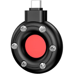 كاشف الكاميرا الخفية من COCOKER، كاشف صغير محمول لمكافحة التجسس، كاشف الخصوصية للفنادق والأعمال والسفر، متوافق مع Android وiPhone 15 (Type-c) - أسود in Kuwait