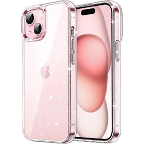 JETech Glitter Case for iPhone 15 Plus 6.7-Inch, Bling Sparkle Shockproof Phone Bumper Cover, Cute Sparkly for Women and Girls (Pink) in Kuwait