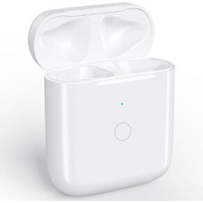 حافظة شحن بديلة من Cristnu لأجهزة AirPods 2/1 (الجيل الثاني والأول)، شاحن لاسلكي Qi مزود بإضاءة LED مدمجة بطارية قابلة لإعادة الشحن بقدرة 550 مللي أمبير في الساعة مع زر مزامنة بلوتوث in Kuwait