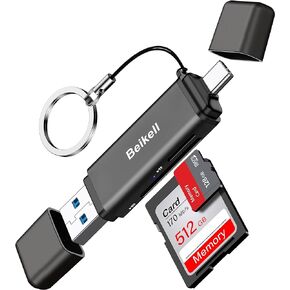 قارئ بطاقة SD، محول قارئ بطاقة الذاكرة Beikell USB 3.0/USB C - يدعم SD/Micro SD/SDXC/SDHC/MMC/RS-MMC/UHS-I، متوافق مع MacBook Pro، وMacBook Air، وiPad Pro، وGalaxy S21 الخ-الجرافيت in Kuwait