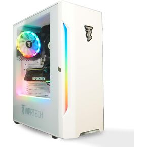 ViprTech Rebel 4.0 Gaming PC - AMD Ryzen 7 (16-LCore 4.1Ghz), RTX 4060 8GB, 32GB DDR4 3200 RAM, 1TB NVMe SSD, 600W Gold PSU, VR-Ready, Streaming, WiFi, RGB, Win 11 Pro, White Desktop Computer