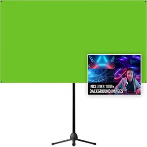 Valera 90in Green Screen Backdrop with Stand for Streaming, Ultra Portable 2 Min Setup, Portrait & Landscape, Tripod & Wall Mount, for Tiktok Zoom Video Meetings & More, +1k Free Backgrounds Included in Kuwait