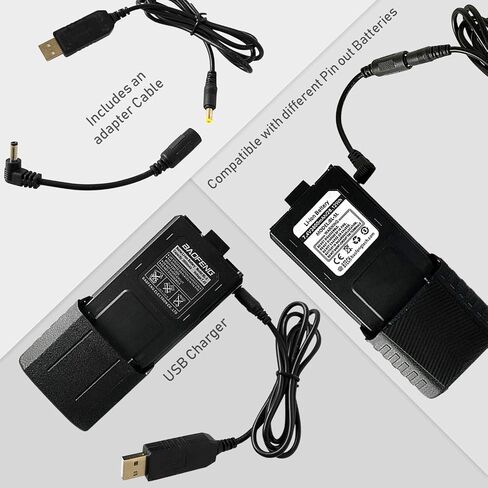 كابل شحن USB BT1013 متوافق مع بطاريات BL-5L وBaoFeng الممتدة، يتضمن محولات قابس أسطوانية مزدوجة 2.5 مم - سلك محول طاقة سريع in Kuwait