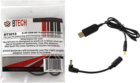 كابل شحن USB BT1013 متوافق مع بطاريات BL-5L وBaoFeng الممتدة، يتضمن محولات قابس أسطوانية مزدوجة 2.5 مم - سلك محول طاقة سريع in Kuwait