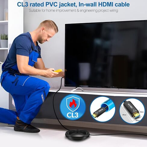 كابلات HDMI 8K بطول 15 قدمًا، كابل HDMI 2.1 فائق السرعة 48 جيجابت في الثانية 4K120 هرتز 8K60 144 هرتز eARC HDR10، HDCP 2.2 و2.3 ثلاثي الأبعاد، متوافق مع Apple TV 4K Roku HDTV Blu-ray PS5/4 Xbox X RTX3090 in Kuwait