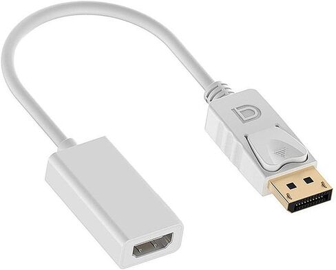 محول Deorna DisplayPort إلى HDMI، محول 4K DP إلى HDMI ذكر إلى أنثى لأجهزة Dell وHP وLenovo وسطح المكتب والكمبيوتر المحمول والشاشة وجهاز العرض وتلفزيون HDTV والمزيد، التوصيل والتشغيل (أبيض) in Kuwait