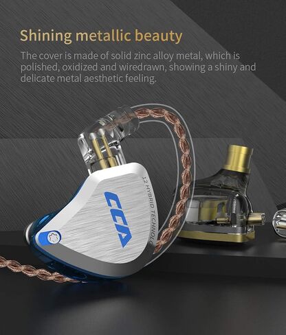 CCA C12 5BA+1DD Hybrid in-Ear Earphones, Amber Gold in Kuwait