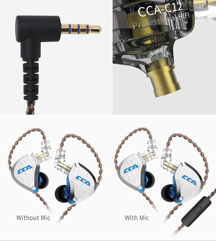 CCA C12 5BA+1DD Hybrid in-Ear Earphones, Amber Gold in Kuwait