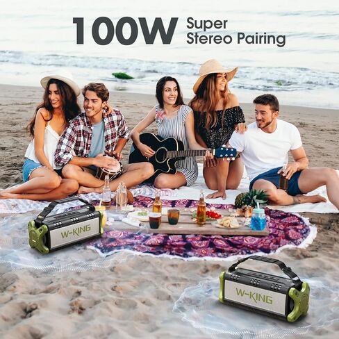 W-KING Bluetooth Speakers Wireless, 50W Portable Loud Bluetooth Speaker,IPX6 Waterproof Outdoor Speaker Deep Bass/Stereo Pair/EQ/40H/Power Bank/TF/AUX in Kuwait