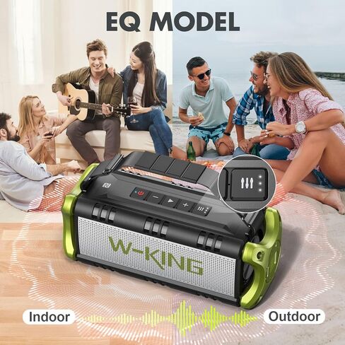 W-KING Bluetooth Speakers Wireless, 50W Portable Loud Bluetooth Speaker,IPX6 Waterproof Outdoor Speaker Deep Bass/Stereo Pair/EQ/40H/Power Bank/TF/AUX in Kuwait