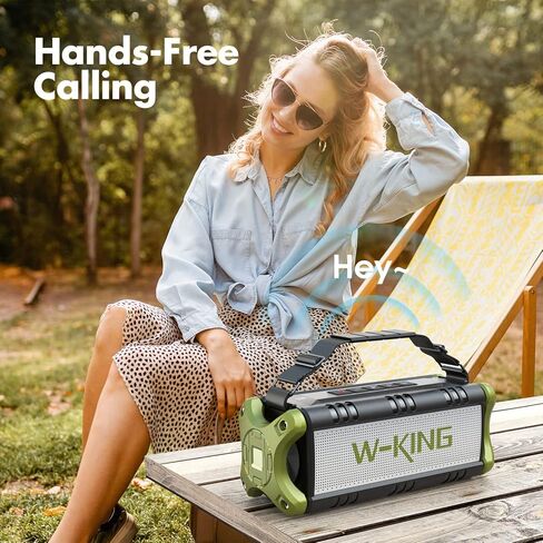 W-KING Bluetooth Speakers Wireless, 50W Portable Loud Bluetooth Speaker,IPX6 Waterproof Outdoor Speaker Deep Bass/Stereo Pair/EQ/40H/Power Bank/TF/AUX in Kuwait